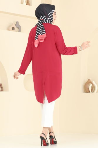 moda selvim Tunic 5094UZ662 Red - Thumbnail