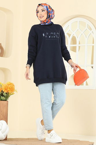 moda selvim Tunic 5279TEG847 Navy Blue - Thumbnail