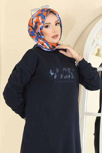 moda selvim Tunic 5279TEG847 Navy Blue - Thumbnail