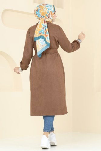 moda selvim Overcoat 5281AL357 Brown - Thumbnail