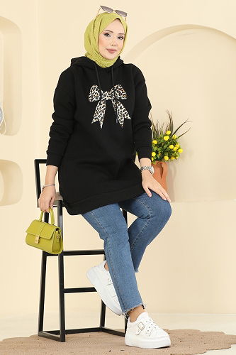 moda selvim Tunic 5286TEG847 Black - Thumbnail