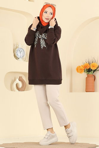 moda selvim Tunic 5286TEG847 Brown - Thumbnail