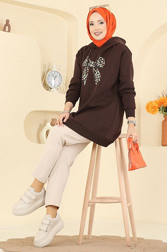 moda selvim بلوز بني 5286TEG847 - Thumbnail