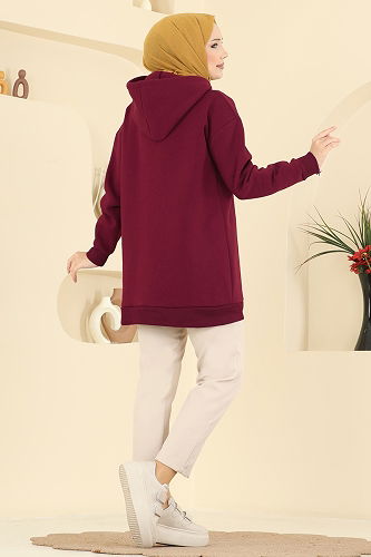 moda selvim Tunic 5286TEG847 Burgundy - Thumbnail