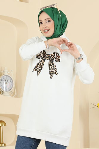 moda selvim Tunic 5286TEG847 Ecru - Thumbnail