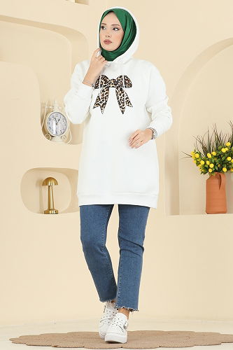 moda selvim Tunic 5286TEG847 Ecru - Thumbnail