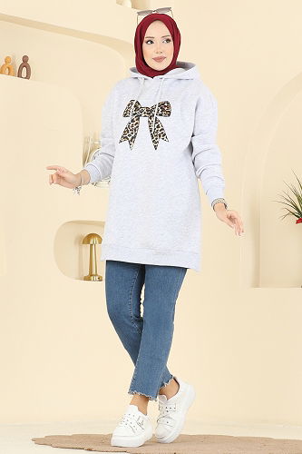 moda selvim بلوز رمادي 5286TEG847 - Thumbnail