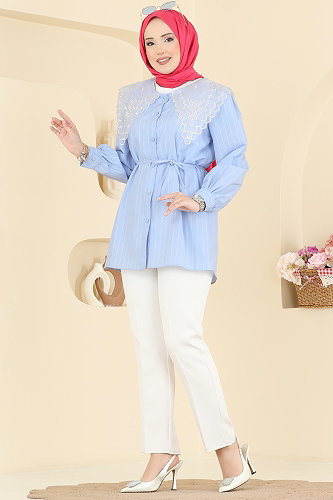 moda selvim Tunic 5343NFC1010 Baby Blue - Thumbnail