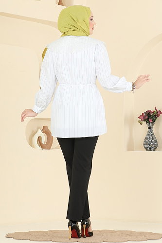 moda selvim Tunic 5343NFC1010 Ecru - Thumbnail