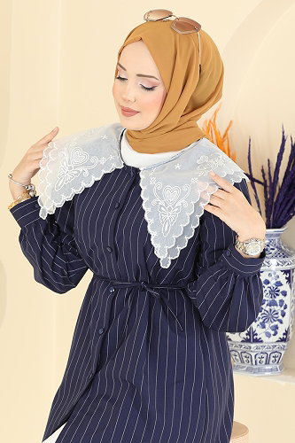 moda selvim Tunic 5343NFC1010 Navy Blue - Thumbnail