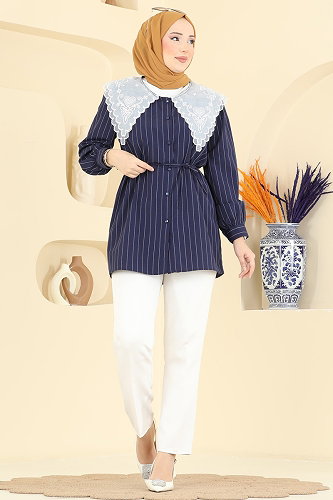 moda selvim بلوز كحلي 5343NFC1010 - Thumbnail