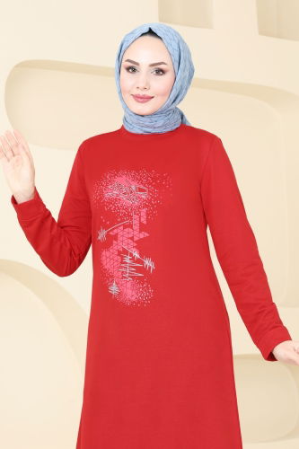 moda selvim Tunic 5591ZNN863 Red - Thumbnail