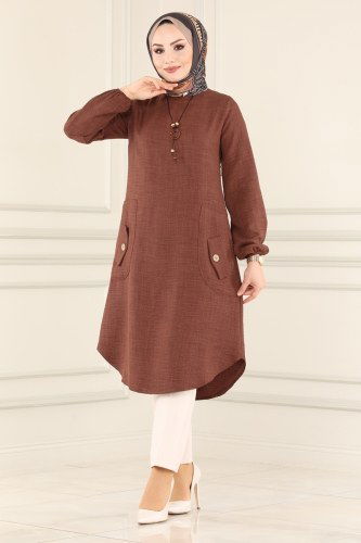 moda selvim Tunic 5882BSK463 Brown - Thumbnail