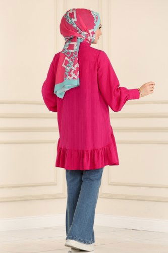 moda selvim Tunic 5898BSK463 Fuchsia - Thumbnail