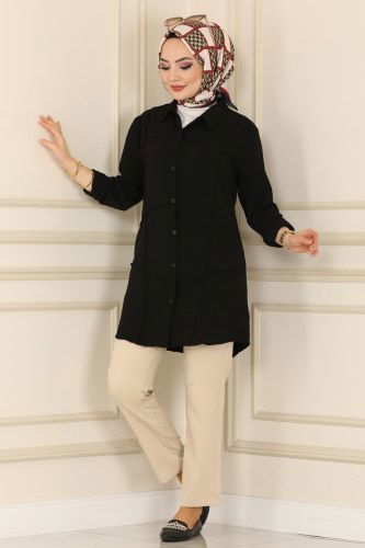 moda selvim Tunic 5989AYD574 Black - Thumbnail