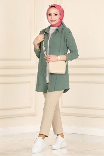 A.Y.D. - 5989AYD574 تركوازي بلوز طويل