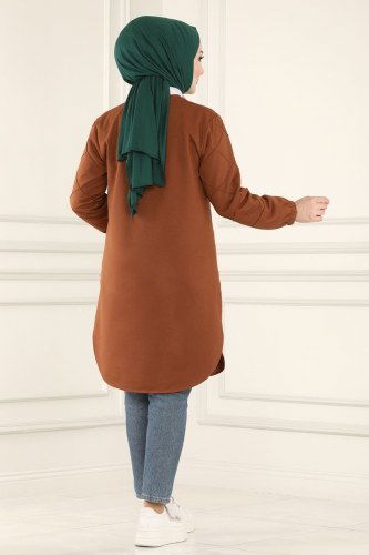 moda selvim Tunic 5998AYD574 Tan - Thumbnail