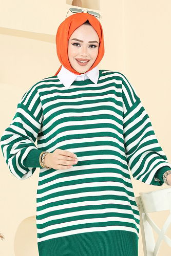 moda selvim بلوز زيتي 6005KL398 - Thumbnail