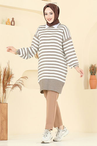 moda selvim بلوز بيج 6005KL398 - Thumbnail