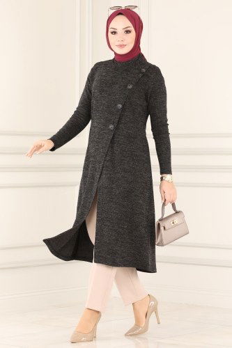moda selvim Tunic 6011MRT754 Black - Thumbnail