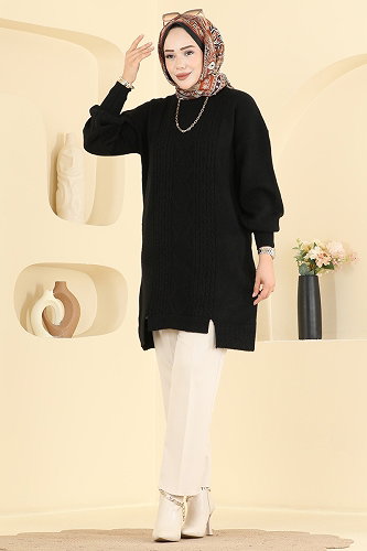 moda selvim Tunic 6017KLN570 Black - Thumbnail