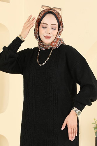 moda selvim Tunic 6017KLN570 Black - Thumbnail