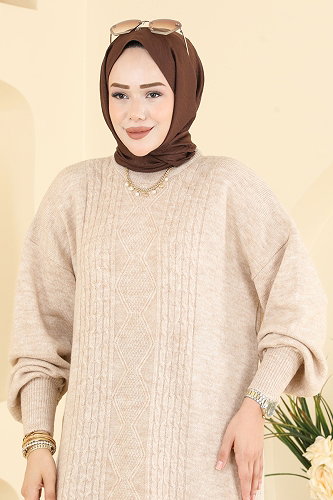 moda selvim Tunic 6017KLN570 Stone - Thumbnail
