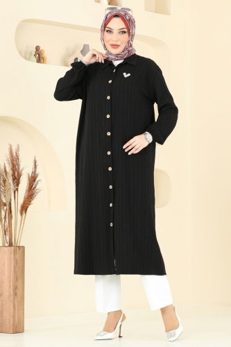 moda selvim Tunic 6074TEG847 Black - Thumbnail