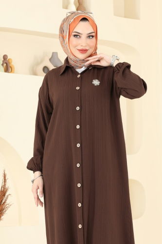moda selvim بلوز بني 6074TEG847 - Thumbnail