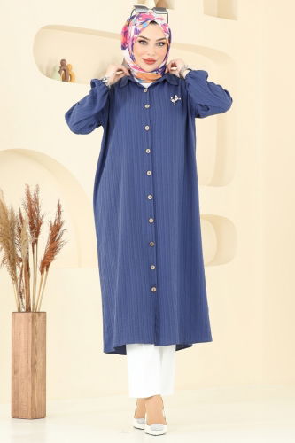 moda selvim Tunic 6074TEG847 Indigo - Thumbnail