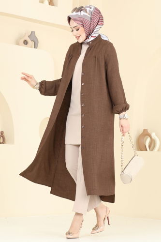 moda selvim بلوز بني 6170BSK463 - Thumbnail