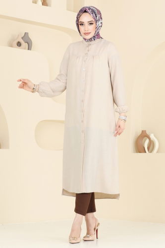 moda selvim Tunic 6170BSK463 Stone - Thumbnail