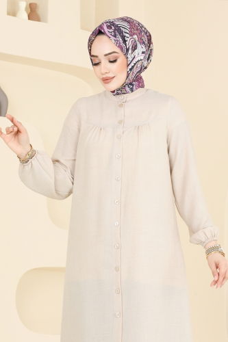 moda selvim Tunic 6170BSK463 Stone - Thumbnail