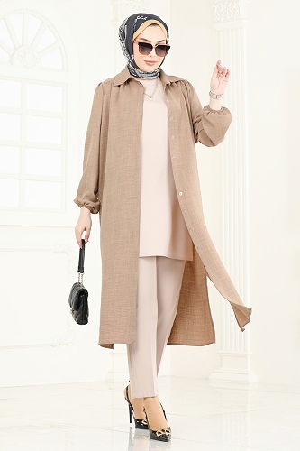 moda selvim بلوز بيج غامق 6174BSK463 - Thumbnail