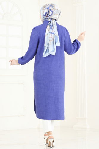 moda selvim Tunic 6174BSK463 Indigo - Thumbnail