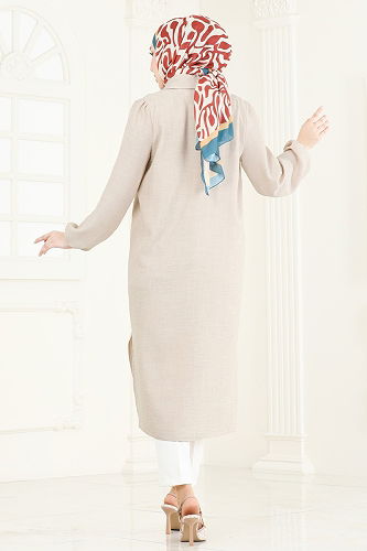 moda selvim Tunic 6174BSK463 Stone - Thumbnail