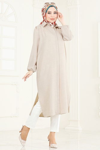 moda selvim Tunic 6174BSK463 Stone - Thumbnail