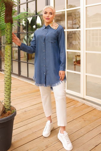 moda selvim Tunic 6188MGZ859 Dark Denim - Thumbnail