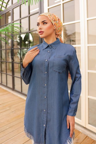 moda selvim Tunic 6188MGZ859 Dark Denim - Thumbnail