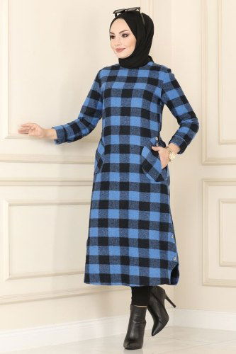 moda selvim Tunic 6778S324 Saxe&Black - Thumbnail