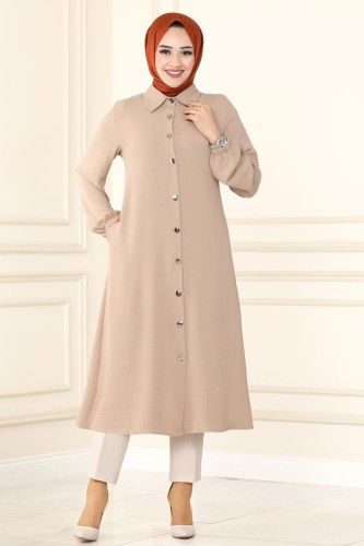 moda selvim 6796S324 فيزيون بلوز طويل - Thumbnail