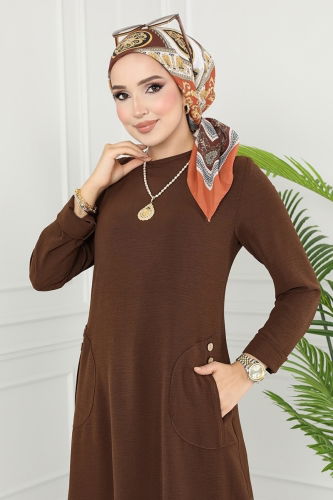 moda selvim Tunic 6874S324 Brown - Thumbnail