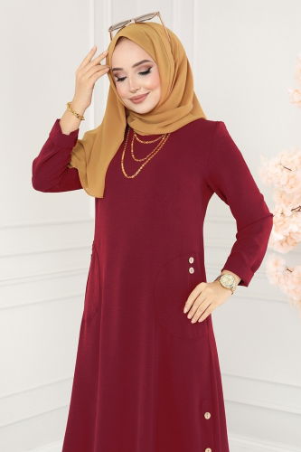 moda selvim Tunic 6874S324 Burgundy - Thumbnail