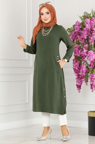 moda selvim Tunic 6874S324 Khaki - Thumbnail