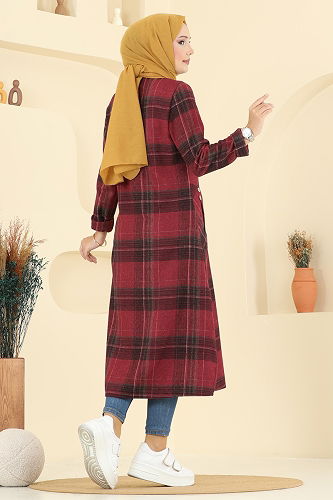 moda selvim Tunic 6899S324 Burgundy - Thumbnail