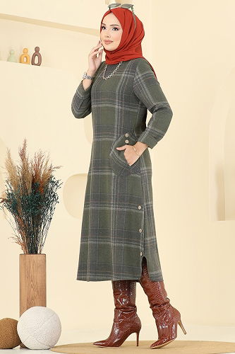 moda selvim Tunic 6899S324 Khaki - Thumbnail