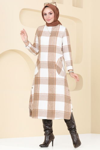 moda selvim Tunic 6899S324 Latte - Thumbnail