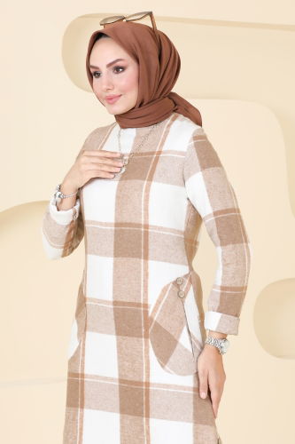 moda selvim Tunic 6899S324 Latte - Thumbnail