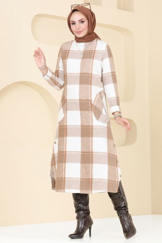 moda selvim Tunic 6899S324 Latte - Thumbnail