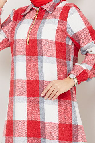 moda selvim Tunic 6915S982-M Red - Thumbnail